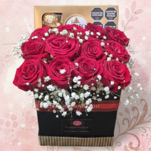 Box 12 rosas + ferrero